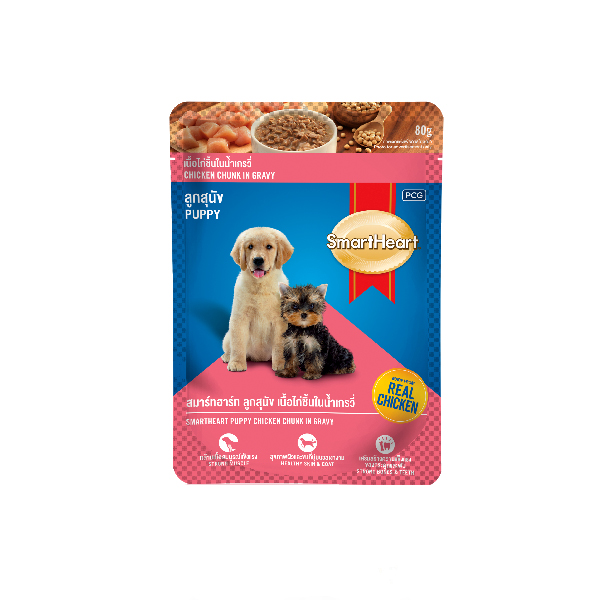 Smart Heart Puppy Pouch Chicken & Liver Chunk in Gravy 80g