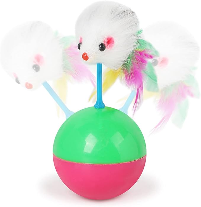 Toy Ball With Stand Feather Mouse