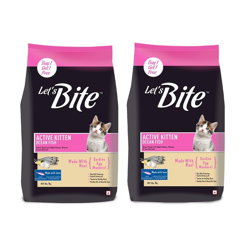 Let's Bite Cat Active Kitten 1Kg+1Kg