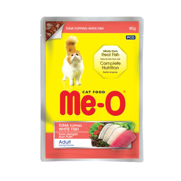 Me-O Pouch Tuna Topping White Fish 80g